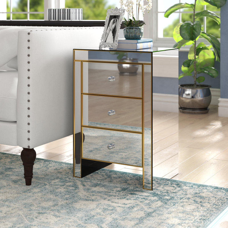 Willa Arlo Interiors Bowerman 3 Drawer Mirrored End Table & Reviews